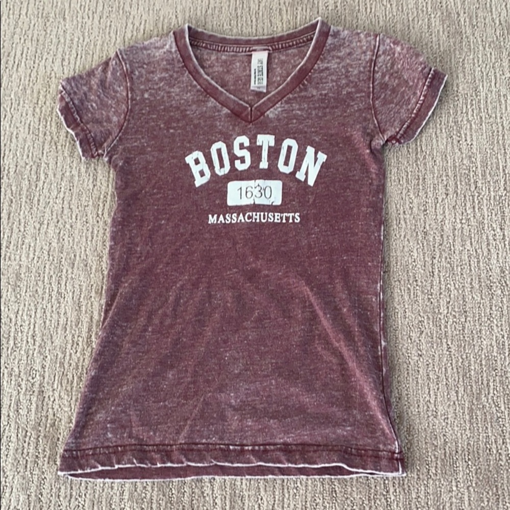 V neck, burgundy, shirt for girls!